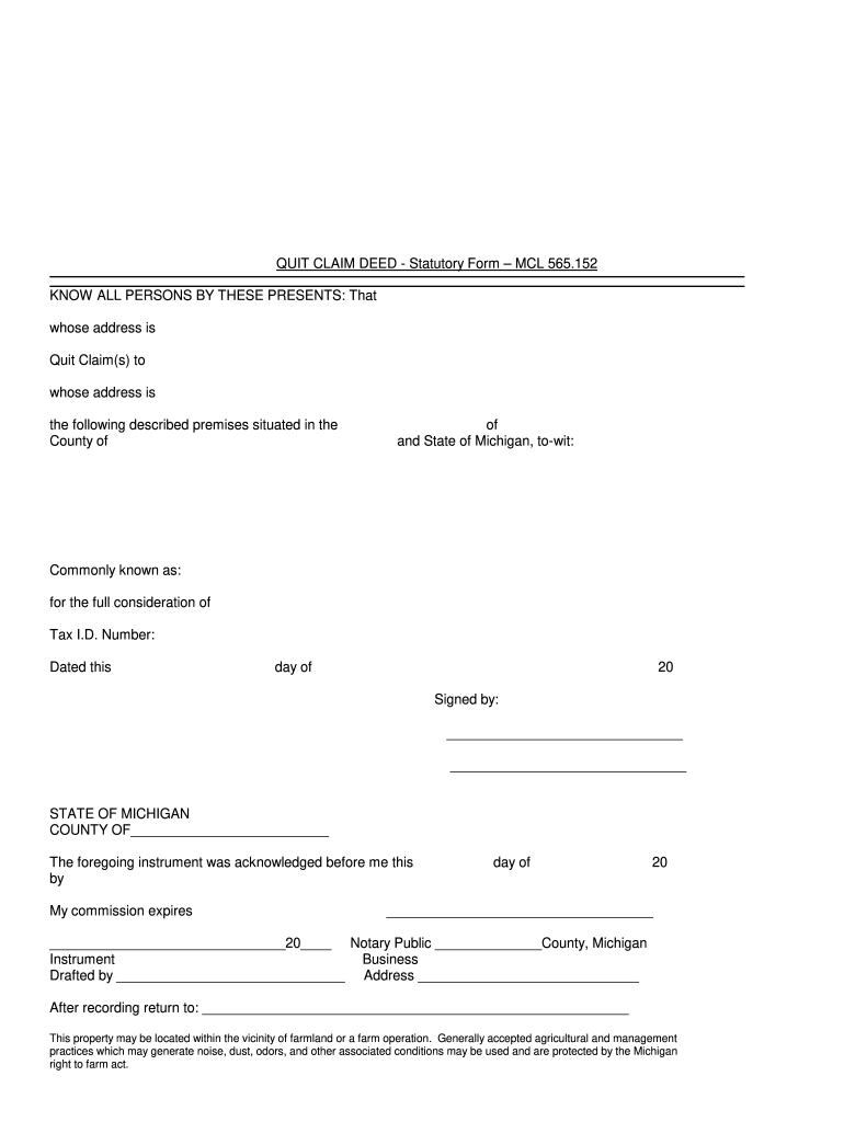 Michigan Quit Claim Deed Form 863 - Fill Online, Printable ...