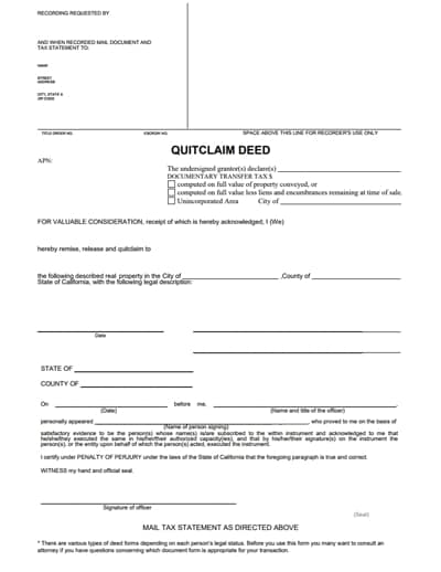 Quit Claim Deed - Free Download