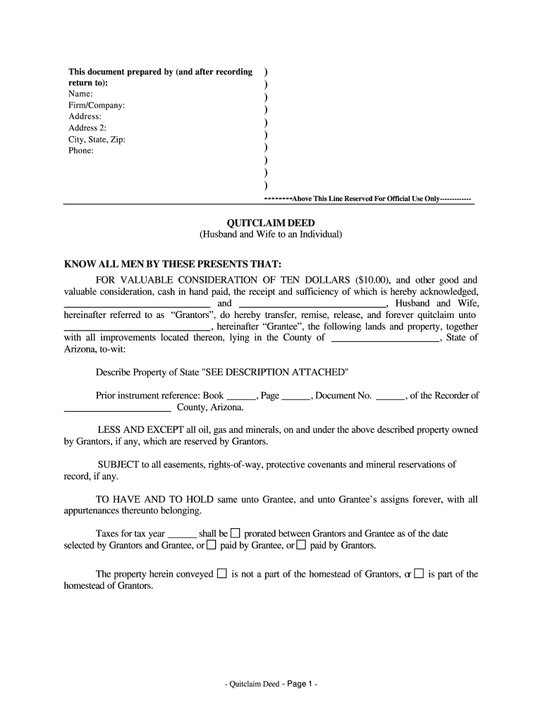 Maricopa County Quit Claim Deed Form Pdf - Fill Online, Printable ...