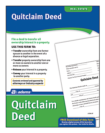 Adams Quitclaim Deed - Office Depot