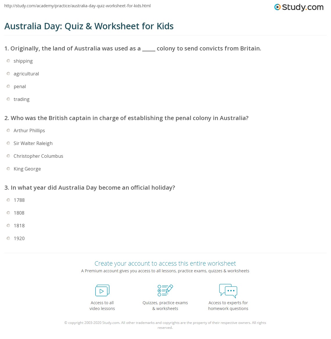 printable quiz australia