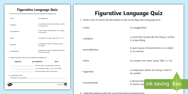Figurative Language Matching Quiz | Twinkl (teacher made)