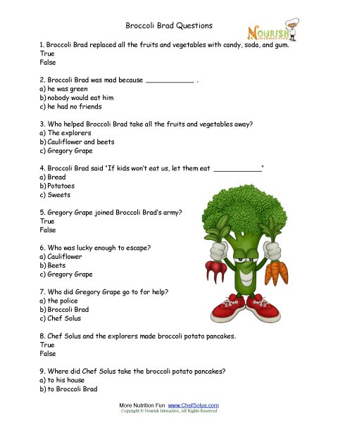 printable quiz for healthy eating