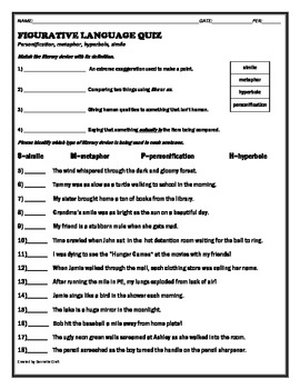 printable quiz on figurative language