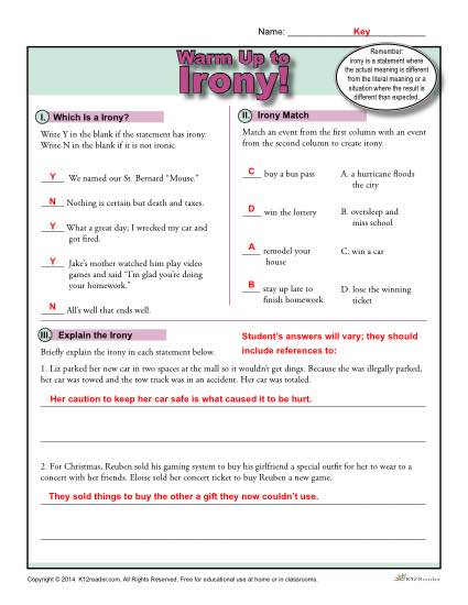printable quiz on irony