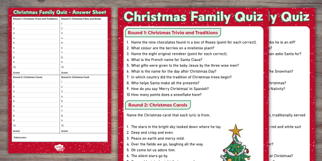 Christmas Family Quiz Printable | Twinkl Party - Twinkl