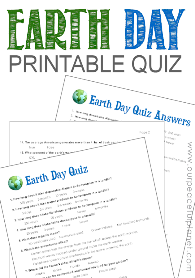 Earth Day Quiz (Free Printable)