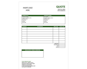 Green Downloadable Quote Template Printable Template Business Form ...
