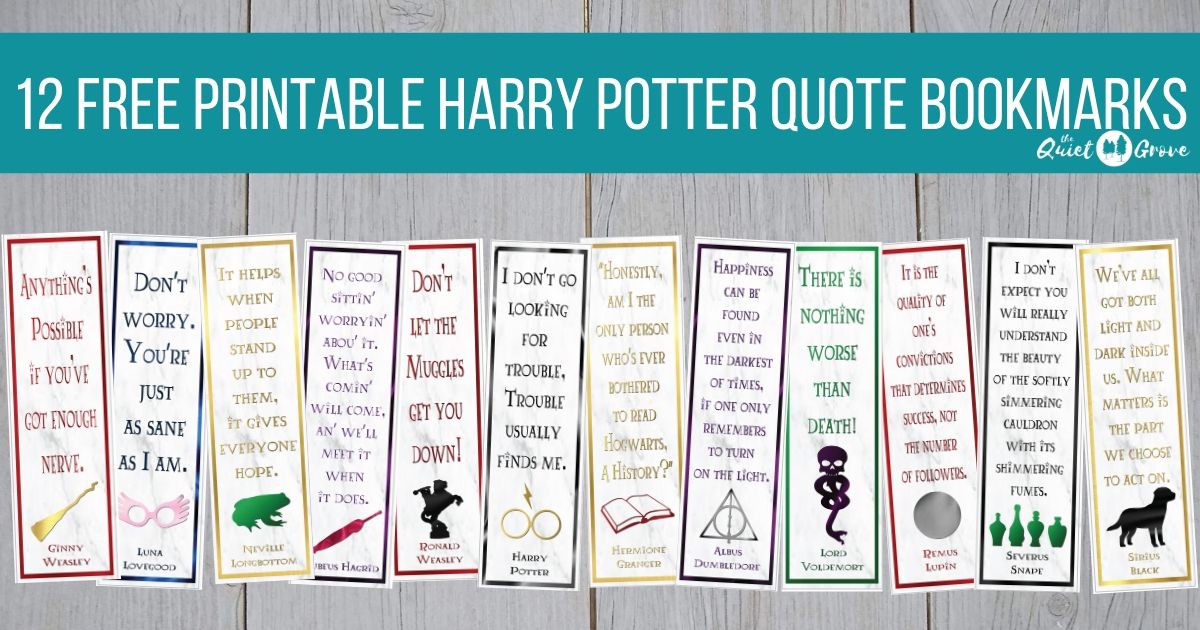 12 Free Printable Harry Potter Quote Bookmarks ⋆ The Quiet Grove