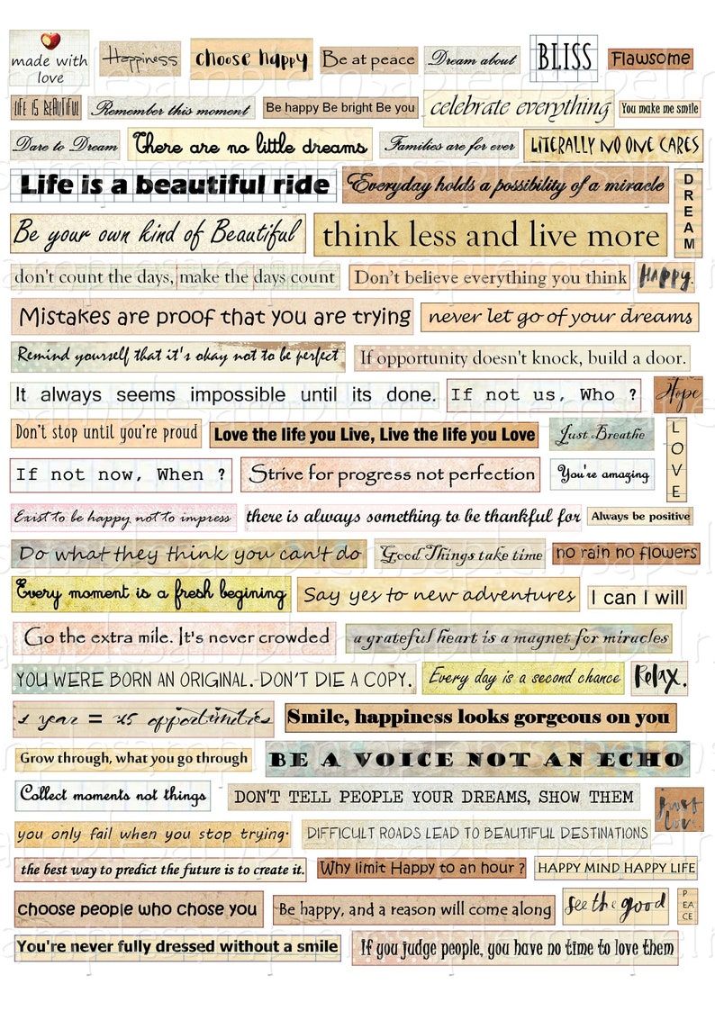 Collage Paper Printable: inspirational quotes | Luba Carlson ...
