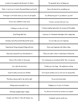 FREE! Fortune Cookie Quote Strips by Undercover Classroom | TPT