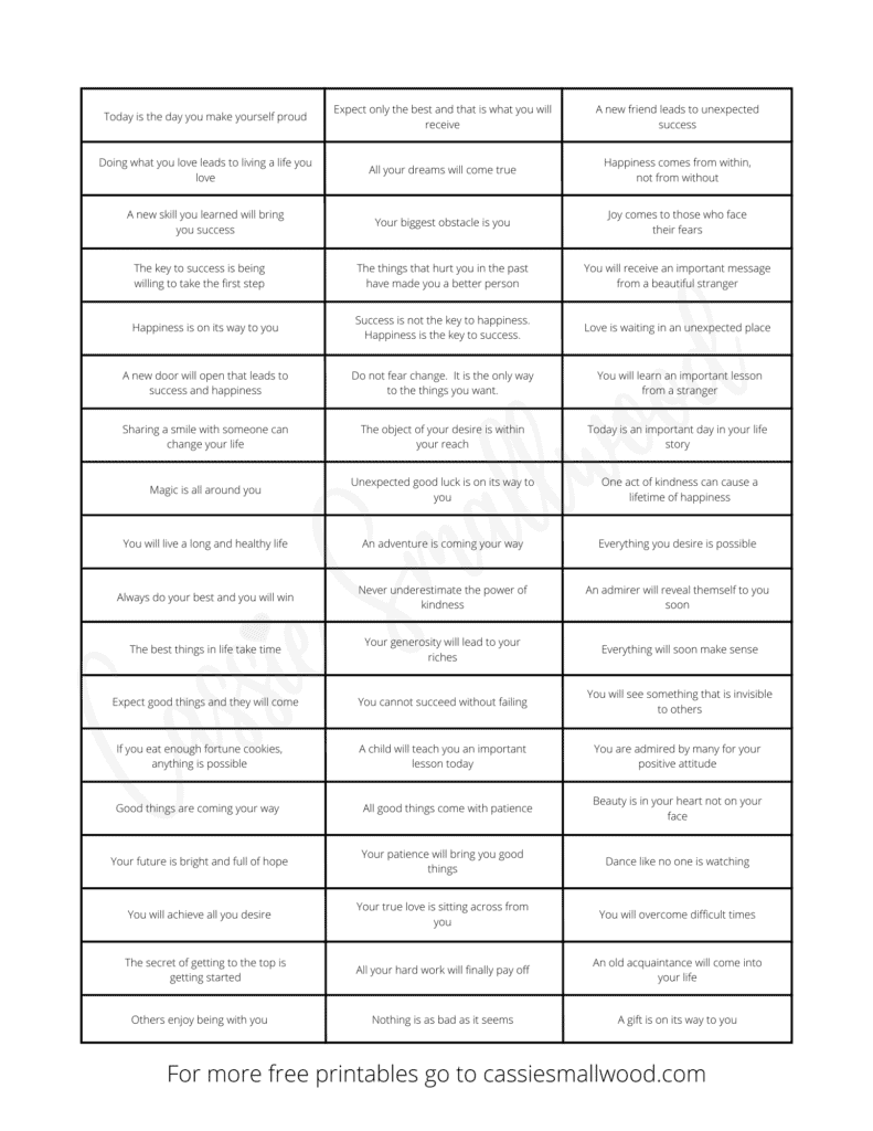 printable quotes for fortune cookies
