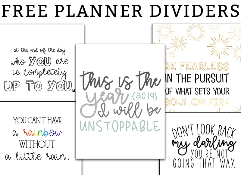 Planner Dividers - Free Printable Planner Dividers