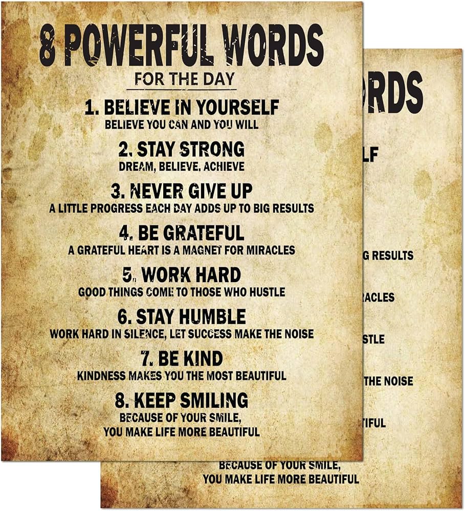 Motivational Quotes 8 Powerful Words for the day Poster Thick ...