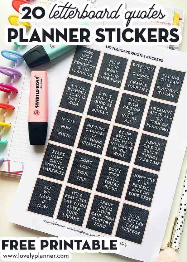 20 Free Printable Letterboard Quotes Stickers - Lovely Planner