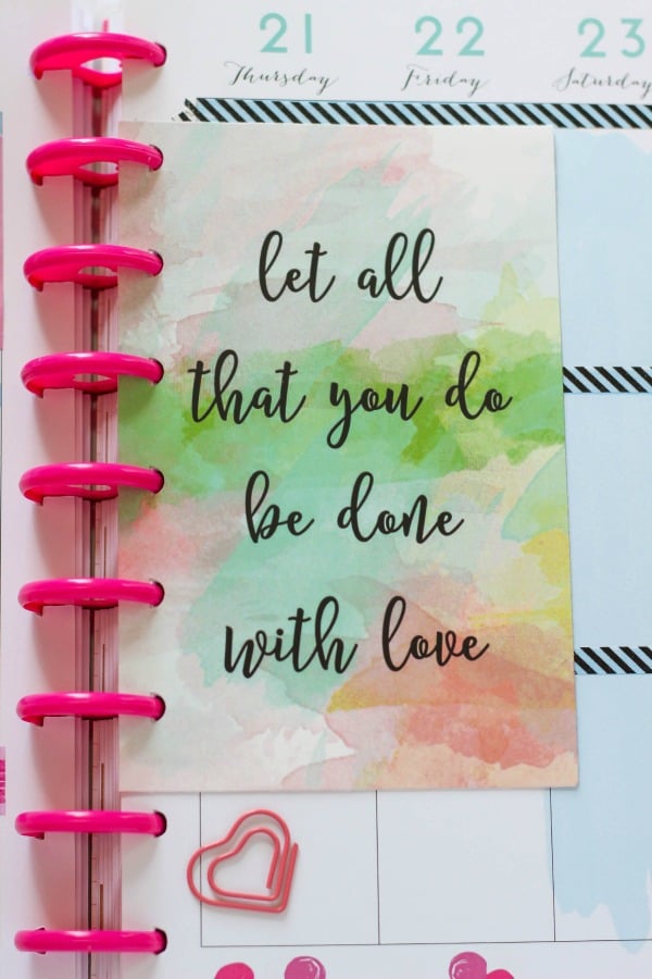 Done With Love Free Printable Planner Quote