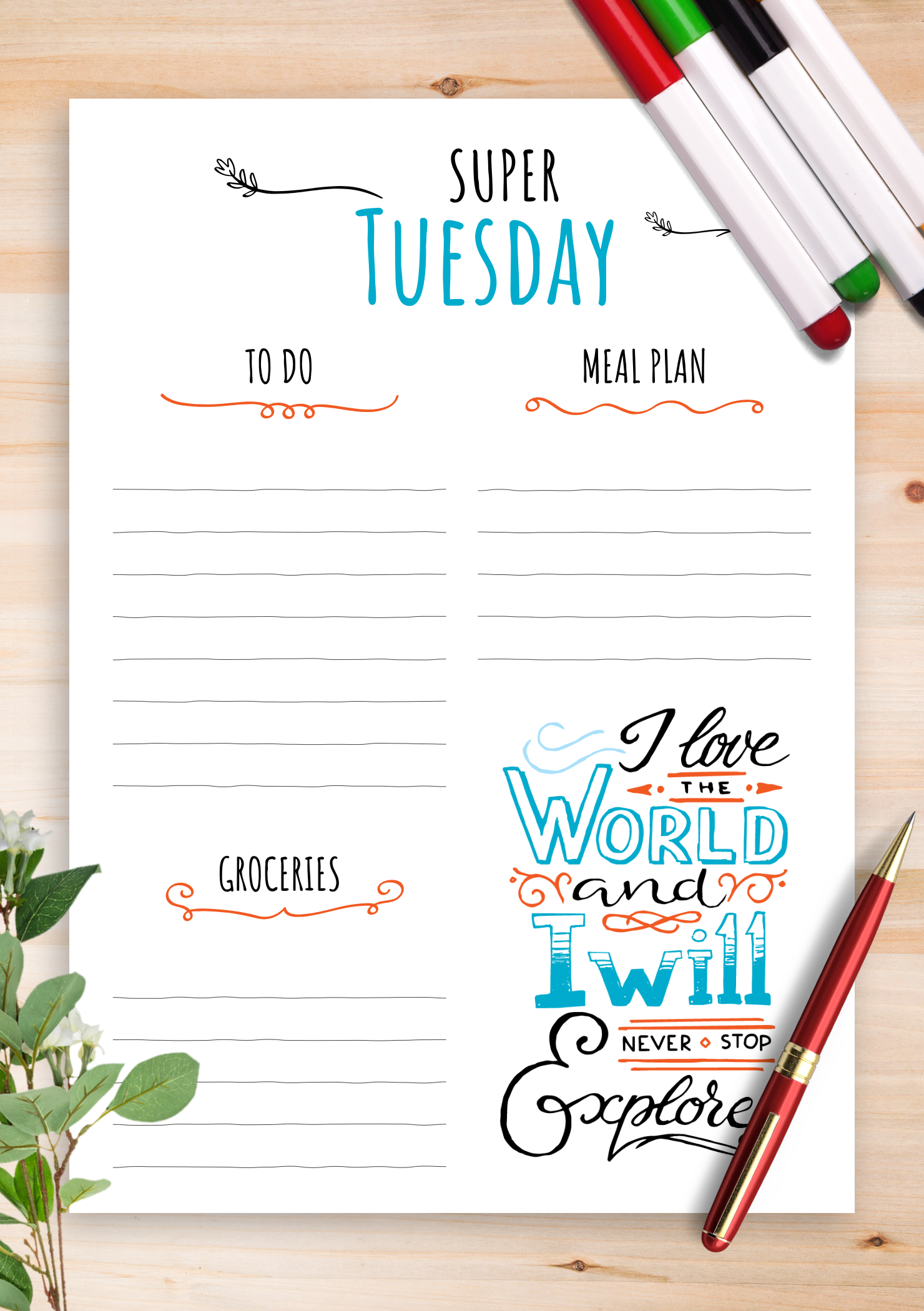 Download Printable Weekly Planner with Goal Quotes PDF