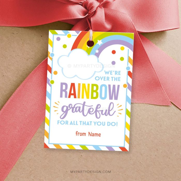 printable rainbow thank you tags