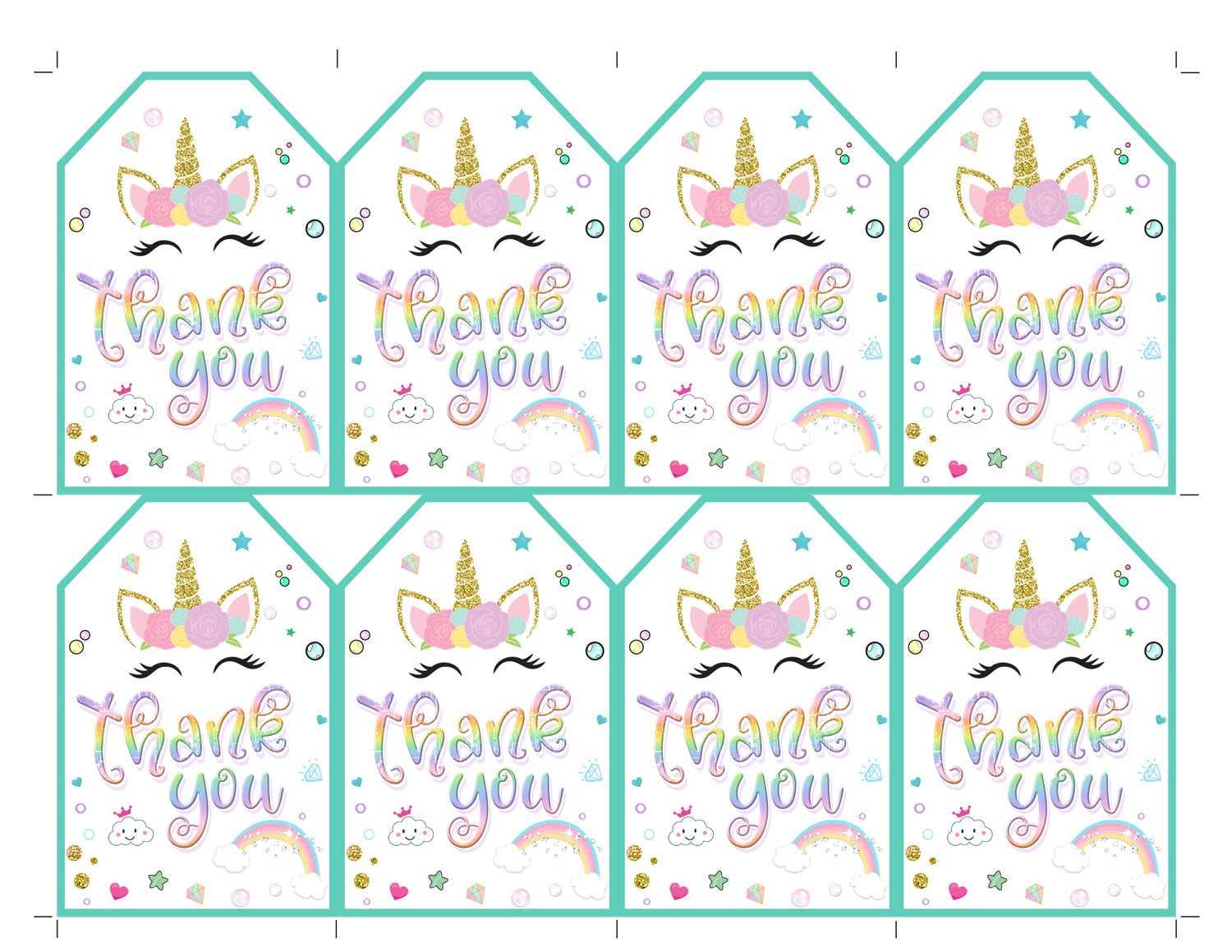 printable rainbow thank you tags