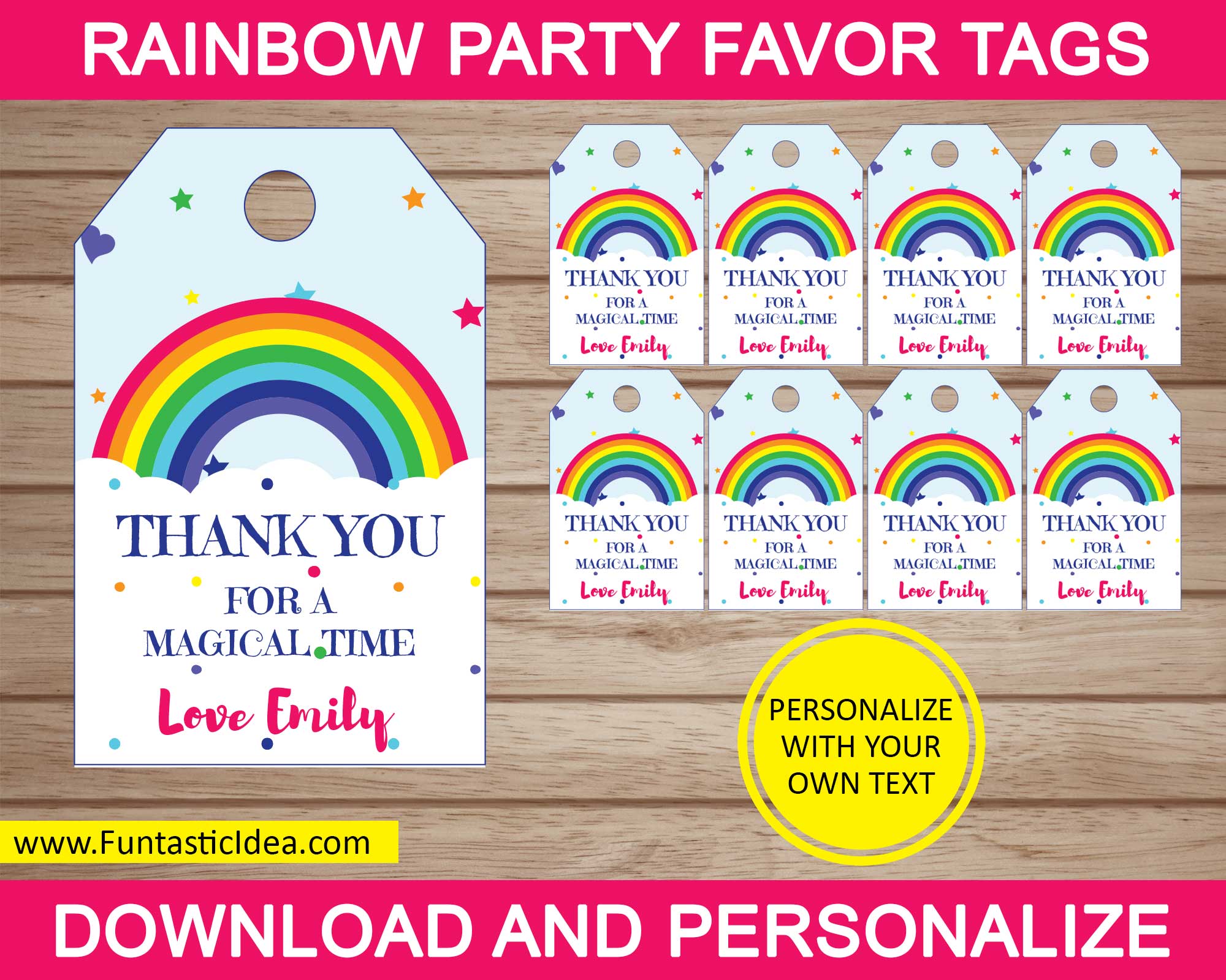 Rainbow Party Favor Tags | Uniquely Designed &  Easily Personalized ...