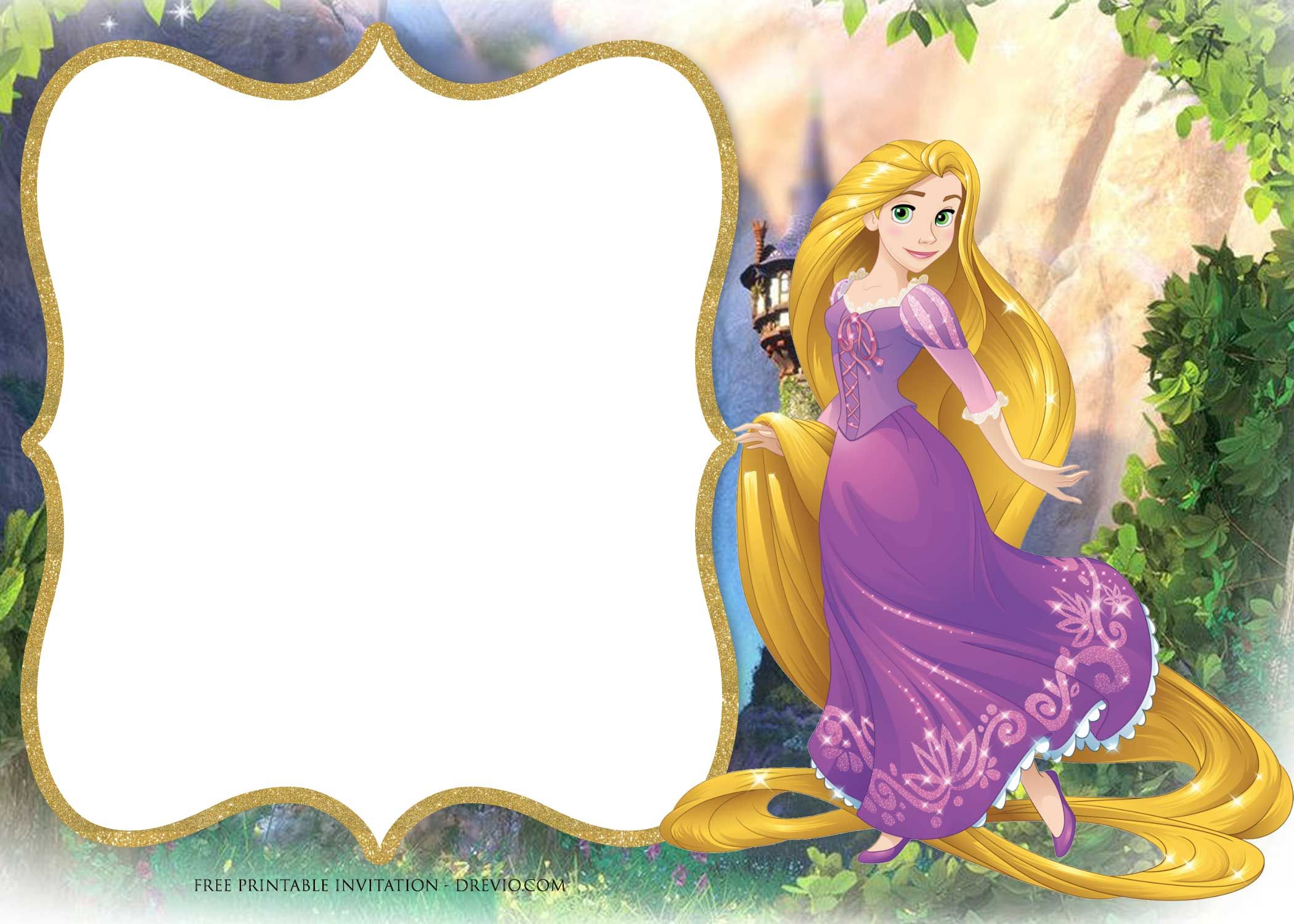 FREE Printable Princess Rapunzel Invitation Templates