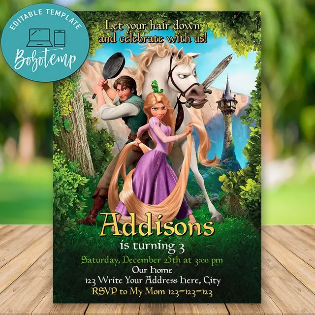 Editable Disney Rapunzel Birthday Invitation Instant Download ...
