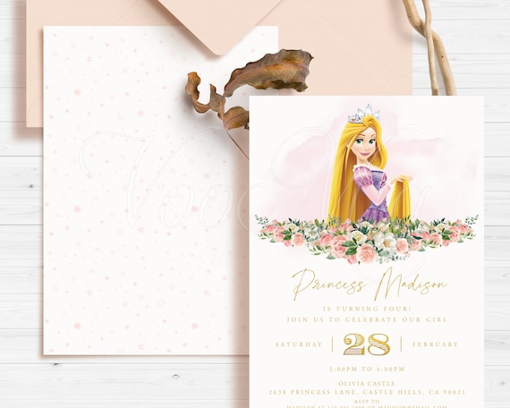 Rapunzel Princess Invitation, Tangled Birthday Invite Template ...
