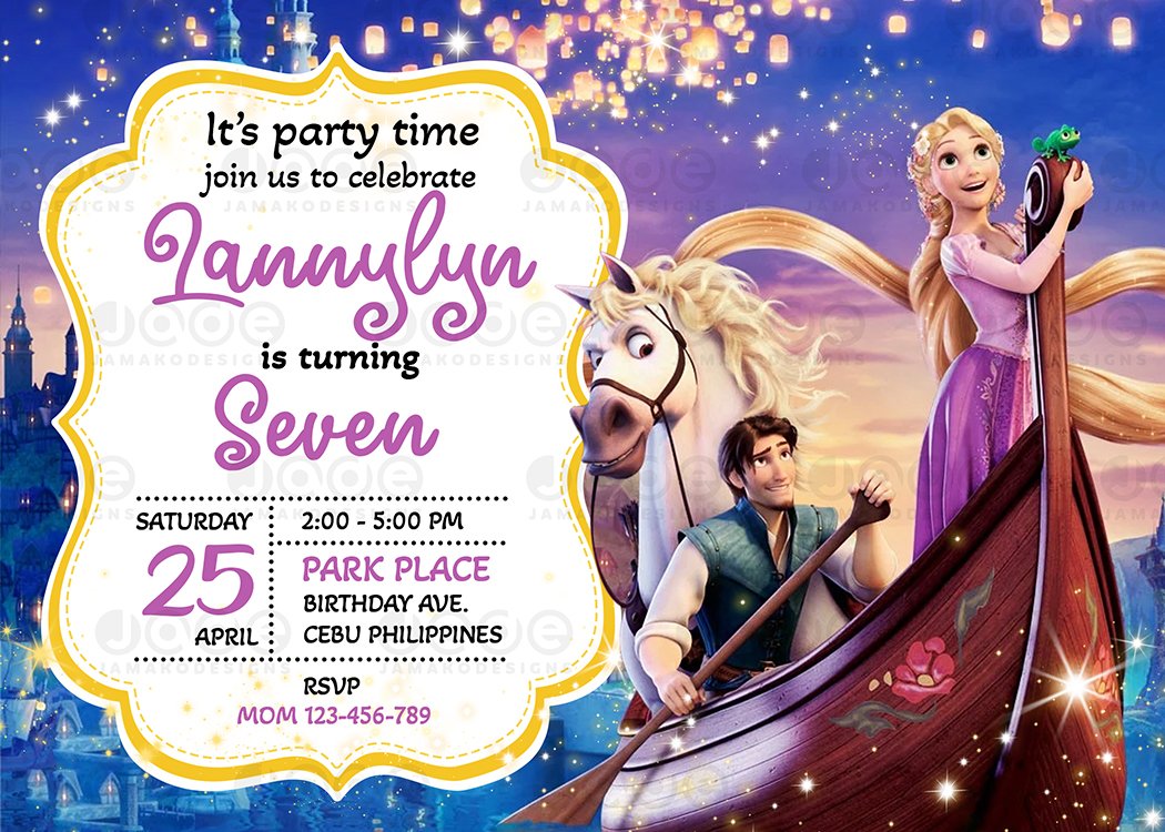 Rapunzel Birthday Invitation - Jamakodesigns