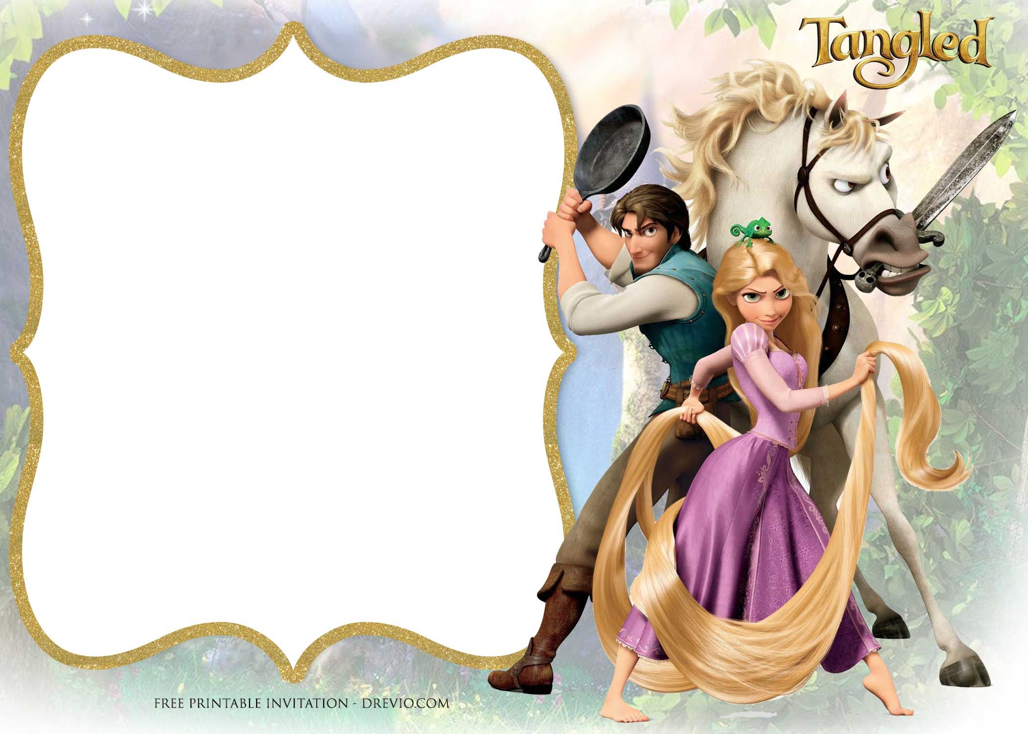 FREE Printable Tangled Rapunzel Invitation Templates