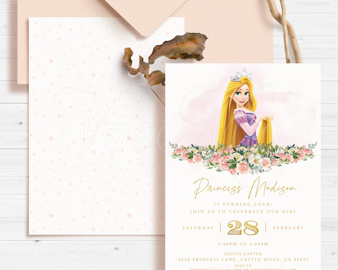 Rapunzel Princess Invitation, Tangled Birthday Invite Template ...