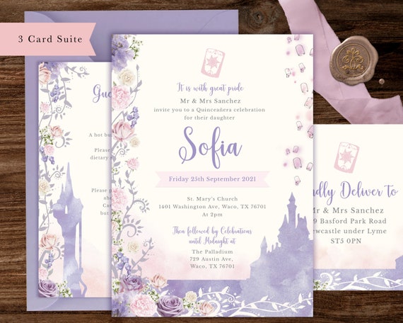 Tangled Digital Invitation, Quinceanera Invitation, Party ...