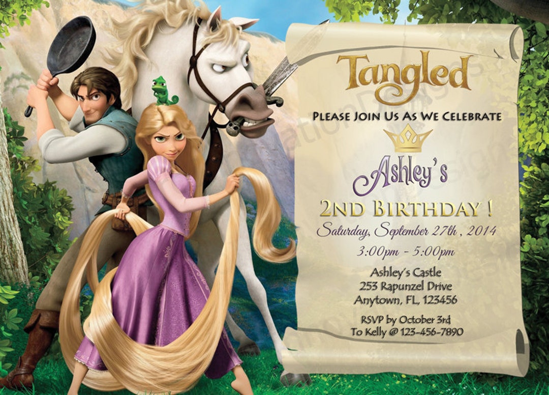 Disneys Tangled Rapunzel Invitation Tangled Birthday Invitation ...