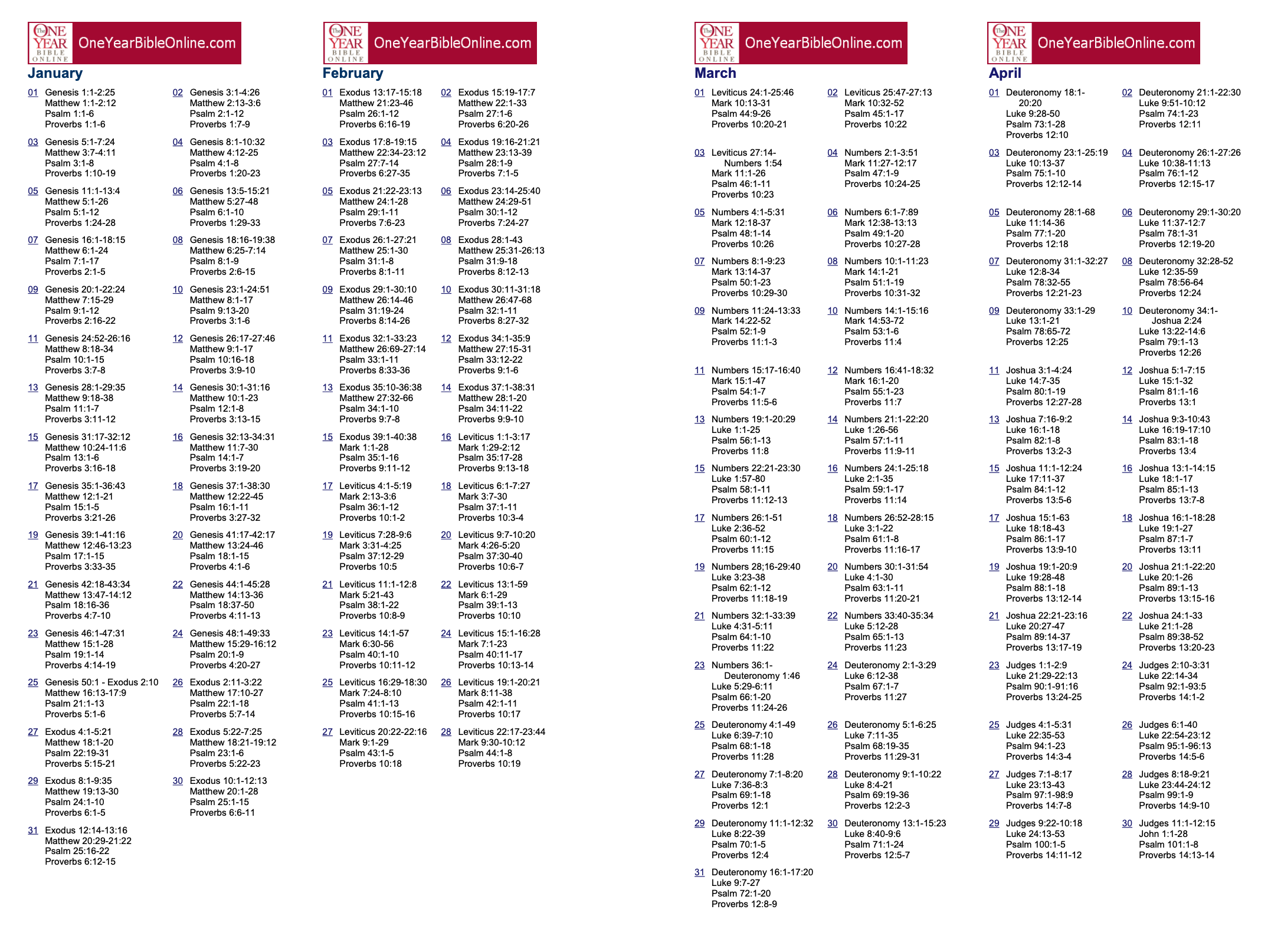 2021 Bible Reading Plan — South Fork Church