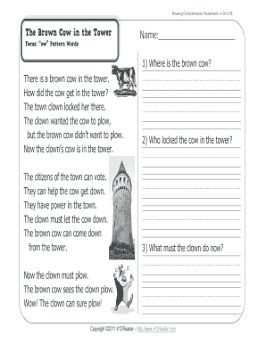 printable reading comprehension worksheet for 1st grade