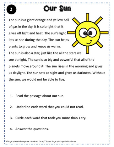 printable reading comprehension worksheet for 2nd grade