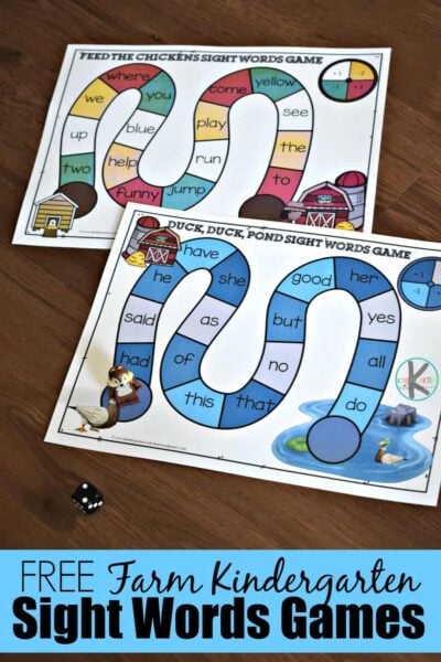 printable reading games for kindergarten