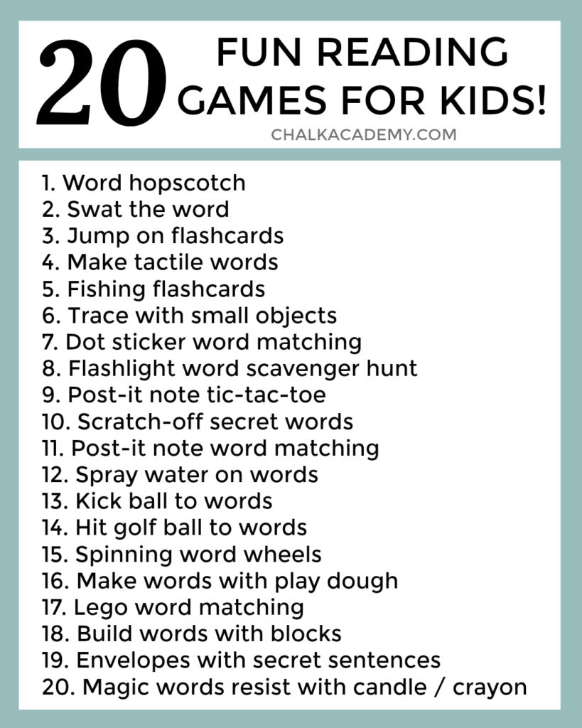 printable reading games for kindergarten