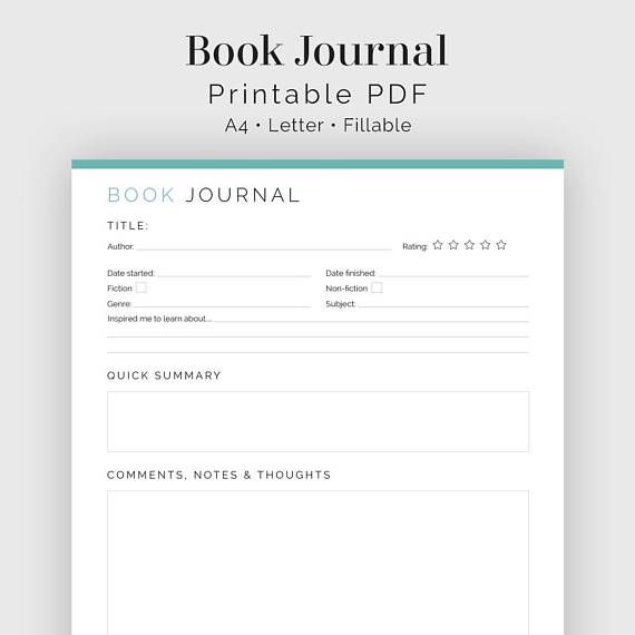 printable reading journal template