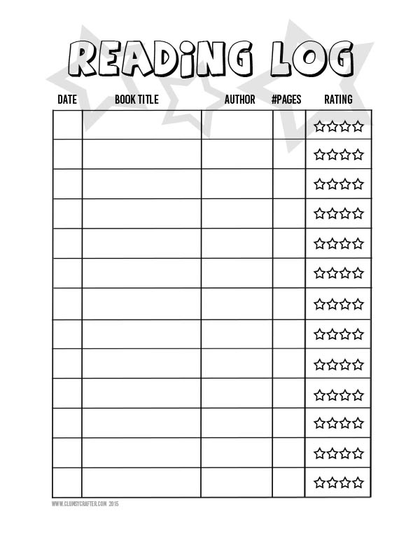 Free Printable Reading Log - Clumsy Crafter