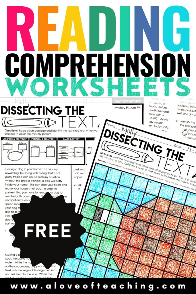FREE Reading Comprehension Practice Worksheets - A Love of ...