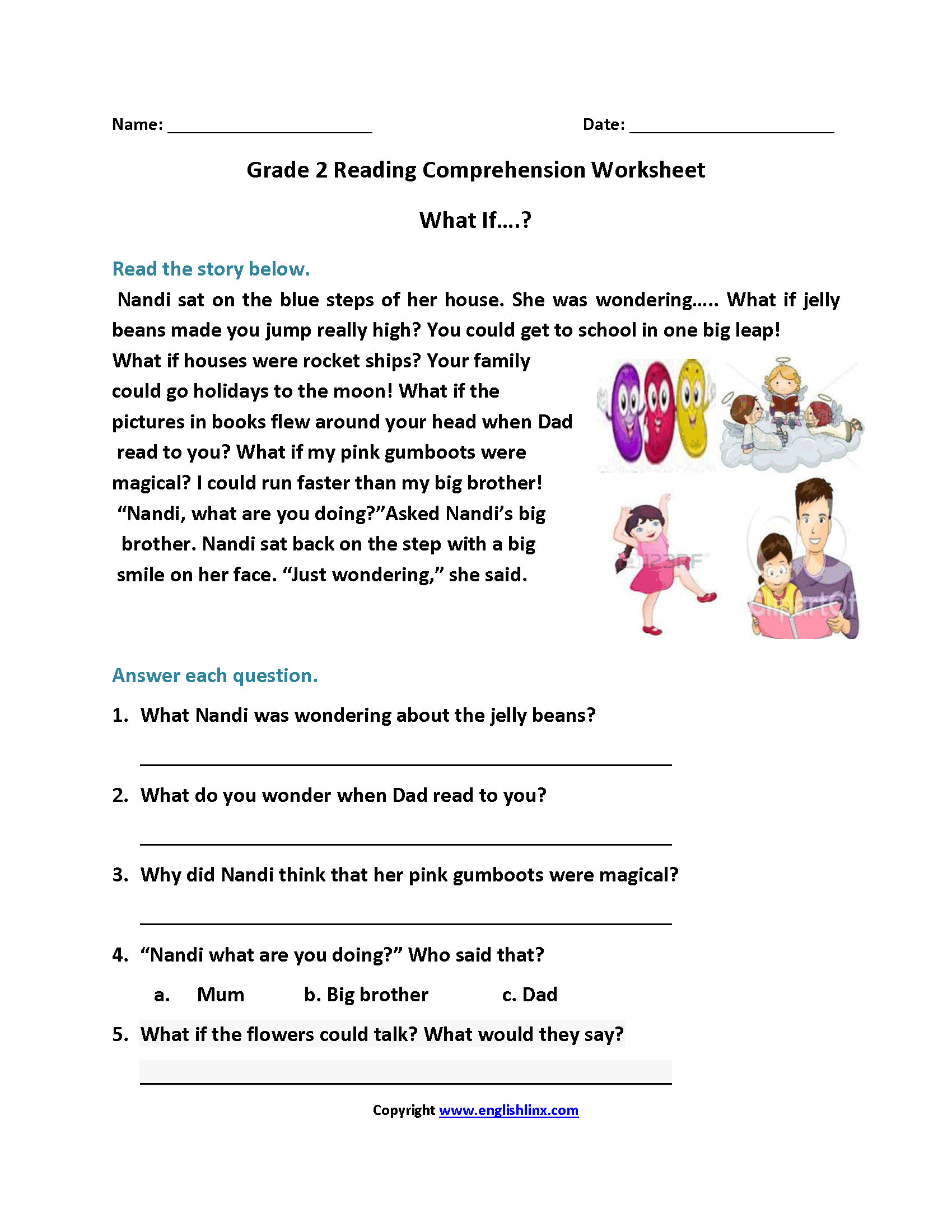 Reading Worksheets For 2Nd Graders Printable