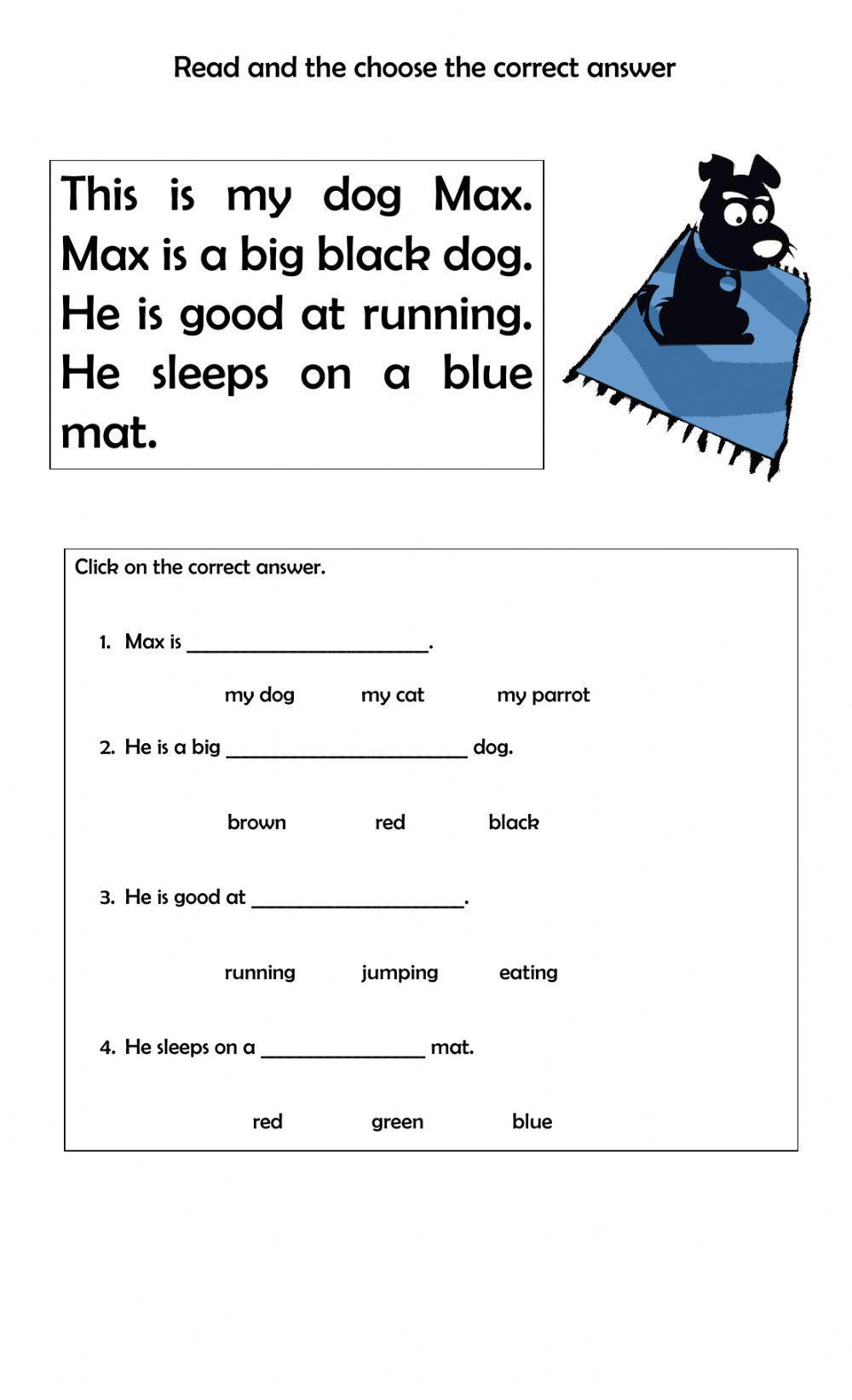 Reading comprehension online exercise for First grade | Live ...