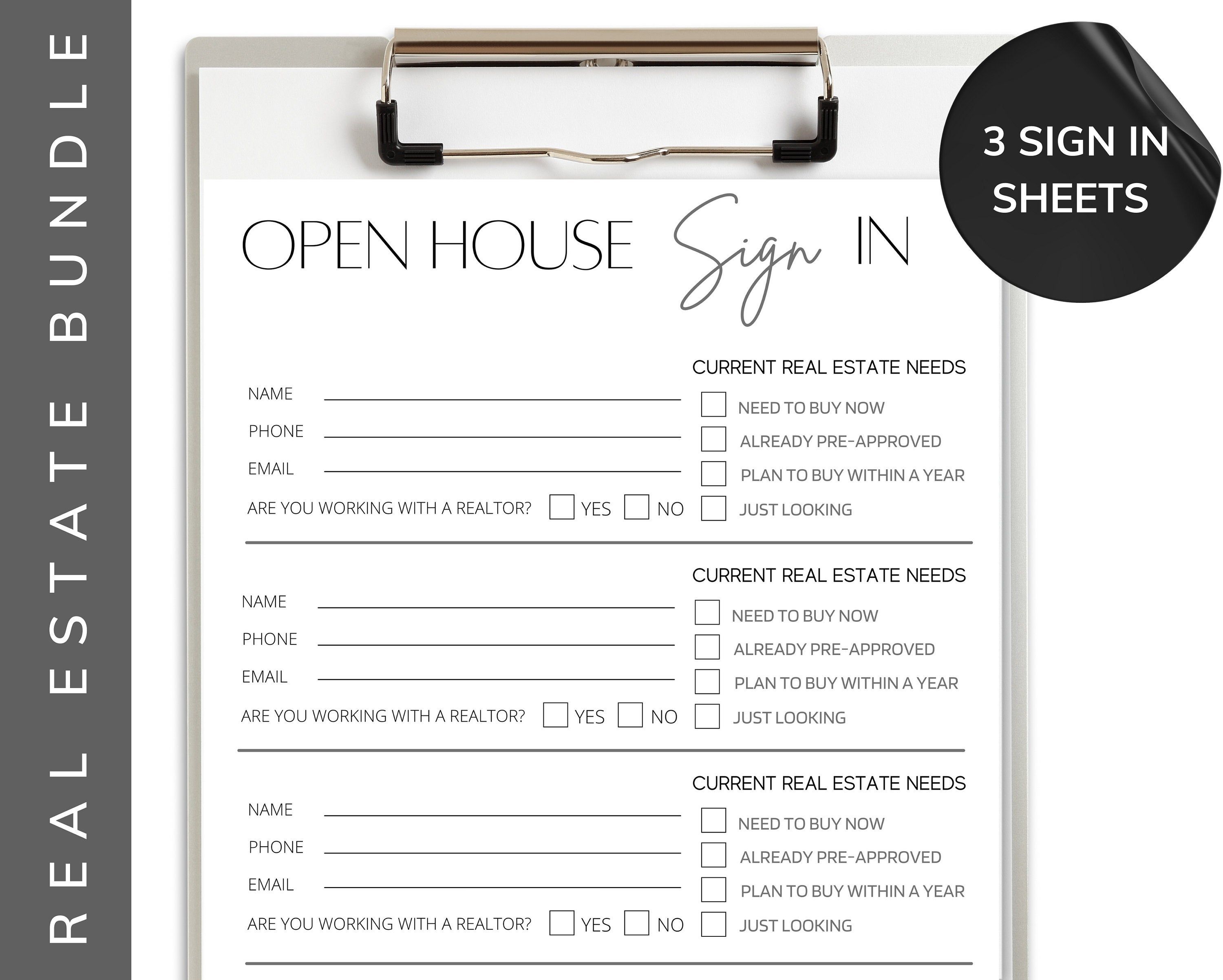 printable real estate open house sign in sheet