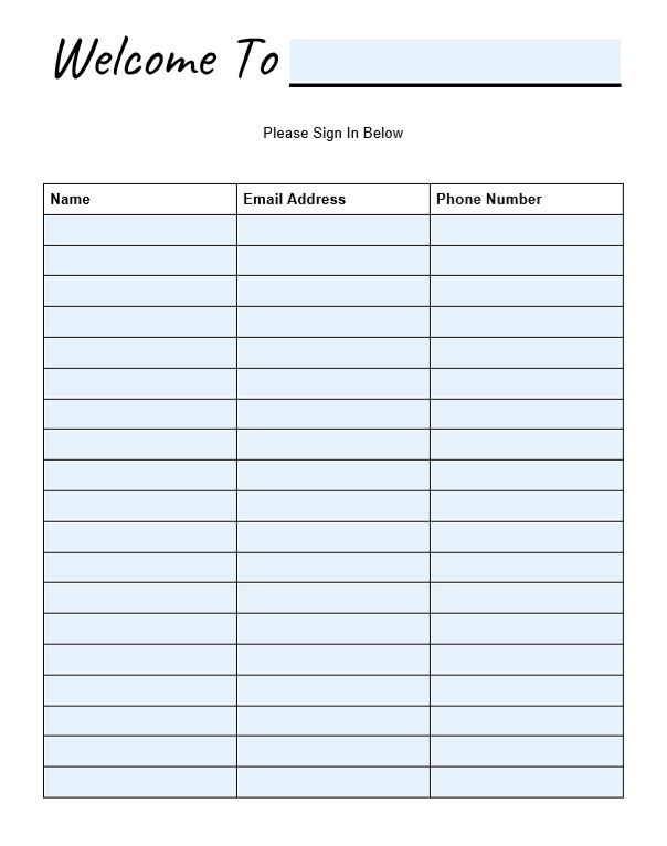 printable real estate open house sign in sheet