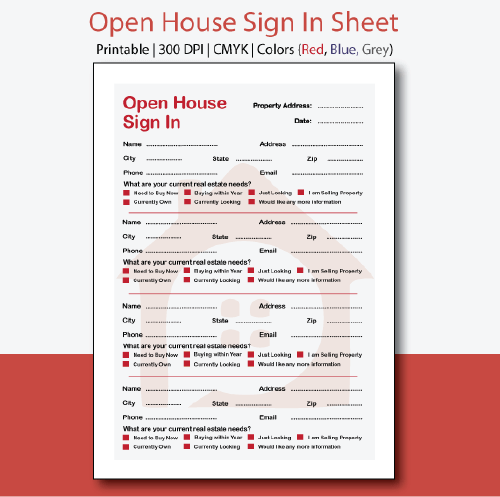 printable real estate open house sign in sheet
