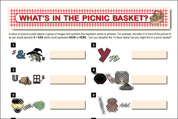 Printable Picnic Games: Whats In The Picnic Basket?