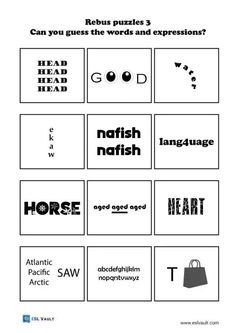 300 Free printable rebus puzzles with answers - ESL Vault