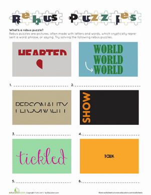 Printable Rebus Puzzles | Worksheet 