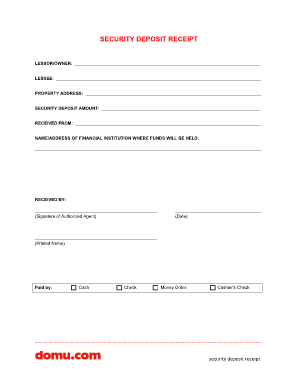 printable receipt for deposit