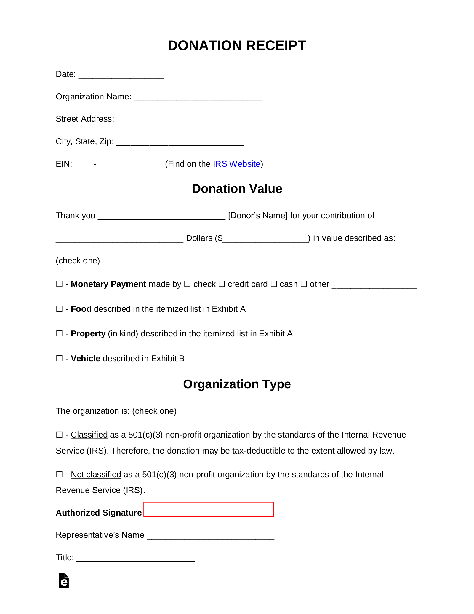Free Donation Receipt Templates | Samples - PDF | Word - eForms